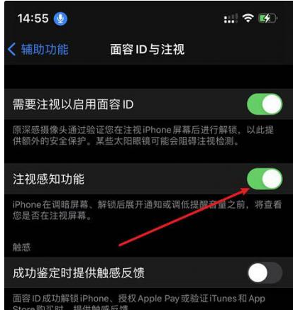 寻乌苹果14维修网点分享iPhone14注视感知功能有什么用 
